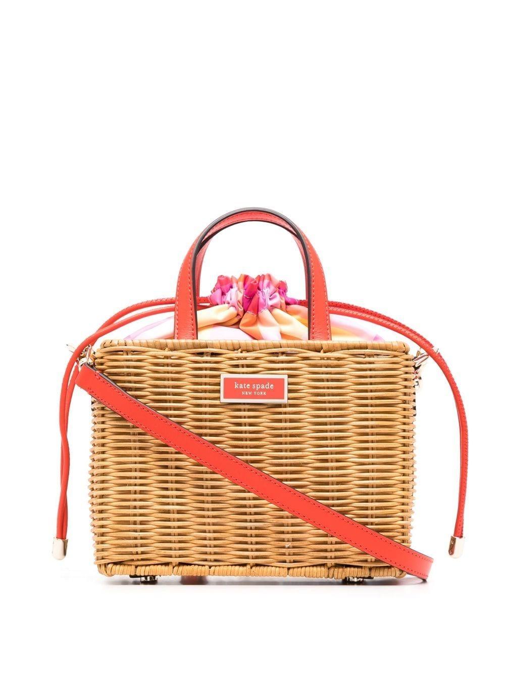 Kate Spade Straw Wicker-design Tote Bag in Red | Lyst