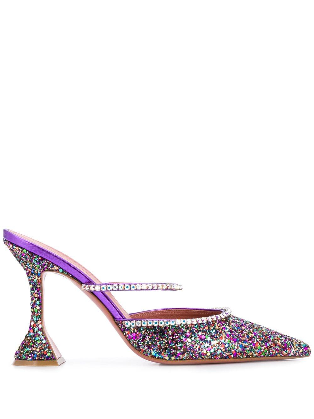amina muaddi purple shoes