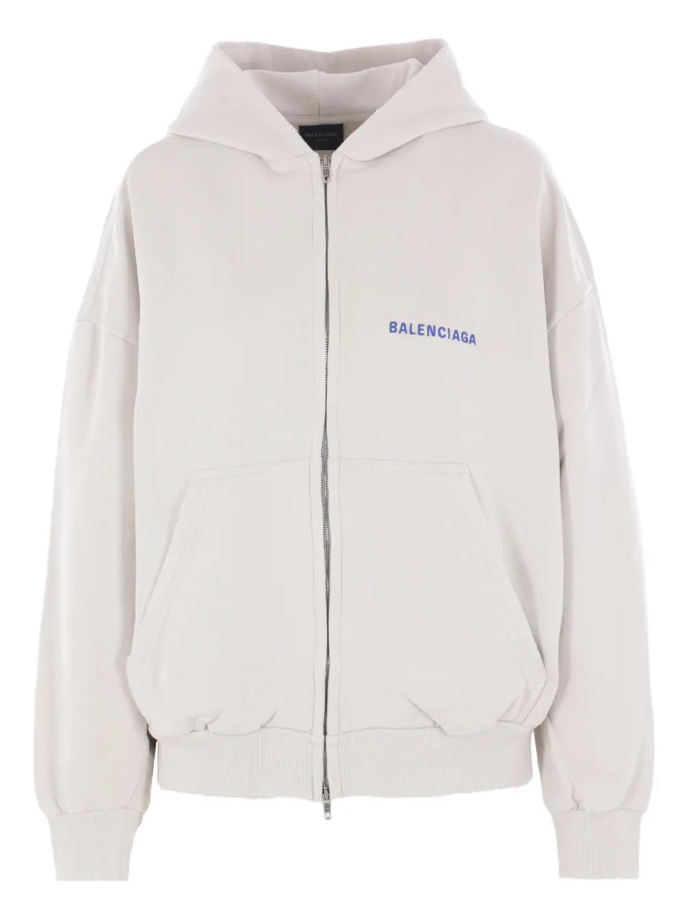 Zip Up Farfetch Balenciaga Hoodie Balenciaga Logo-Print Zip