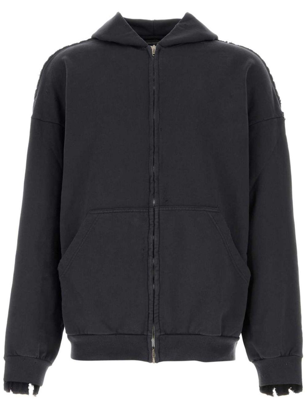 Balenciaga メンズ ブラック ジップアップ パーカー アクティブウェア 