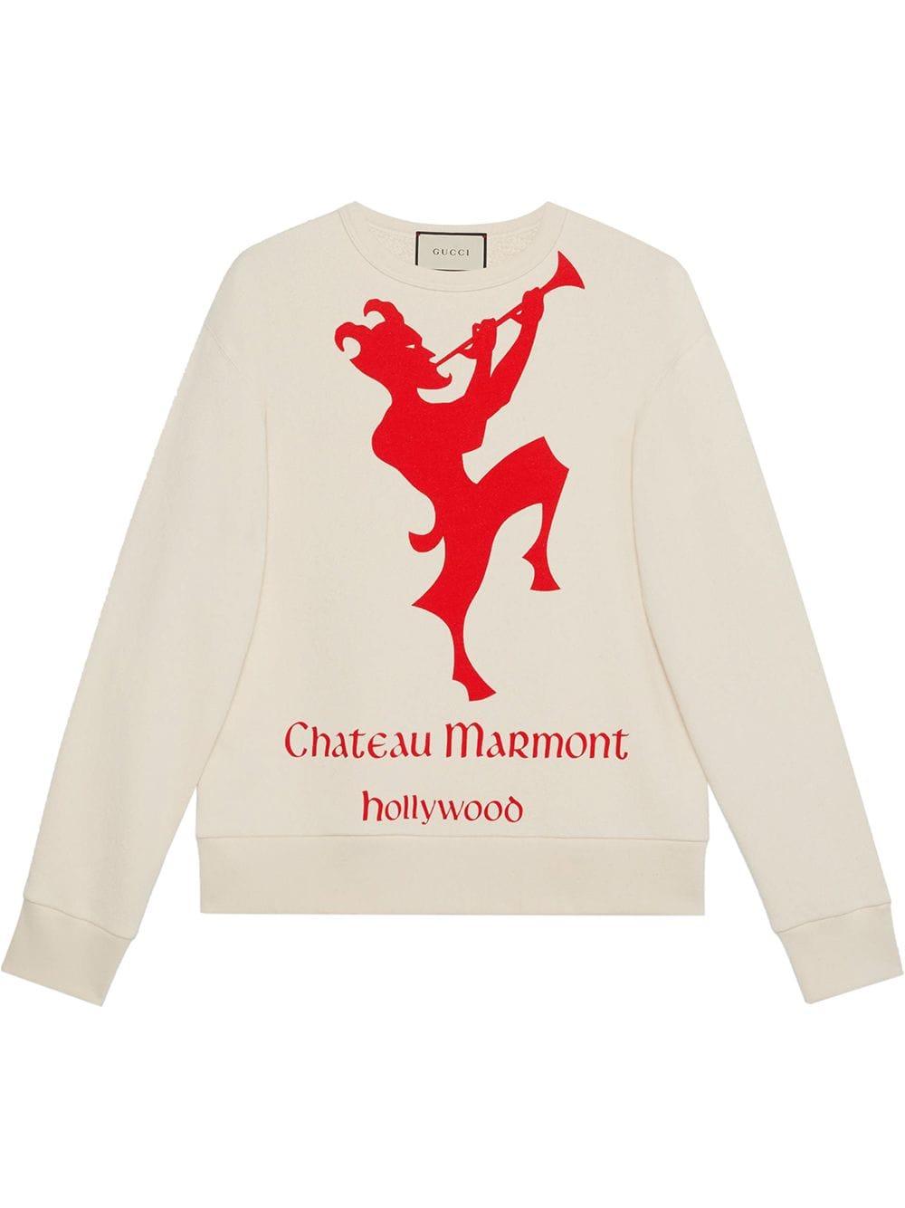 Gucci Sweatshirt With Chateau Marmont Print in White for Men | Lyst