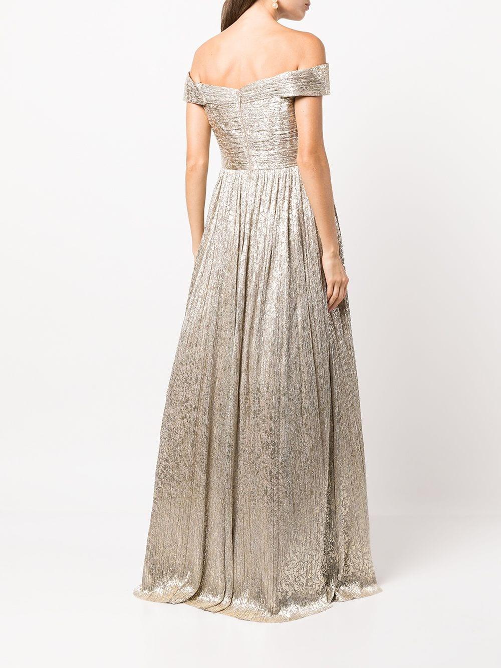 Aidan Mattox Off shoulder Metallic Gown Lyst