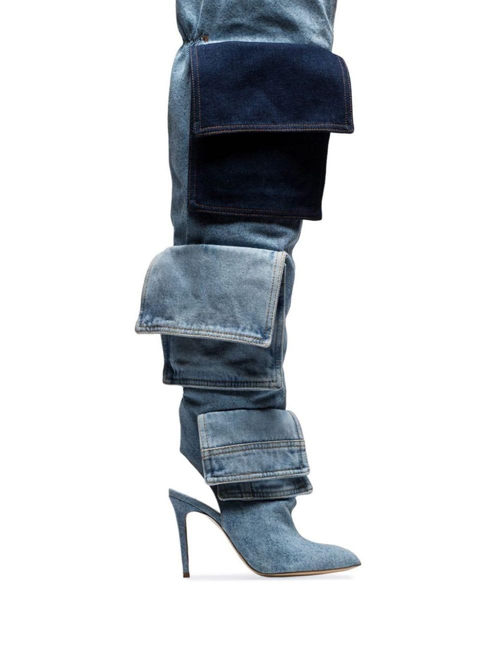 Natasha Zinko Blue Thigh-high Denim Boots | Lyst