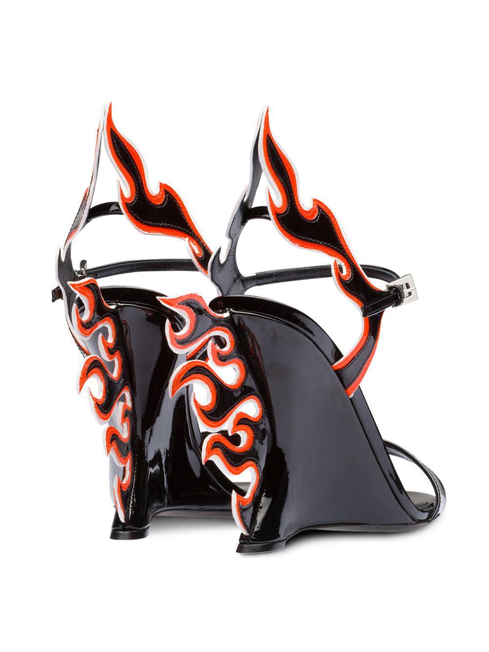 prada black flame heels