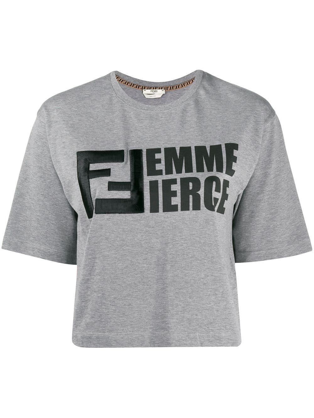 Fendi Cotton Femme Fierce T-shirt in Grey (Gray) | Lyst