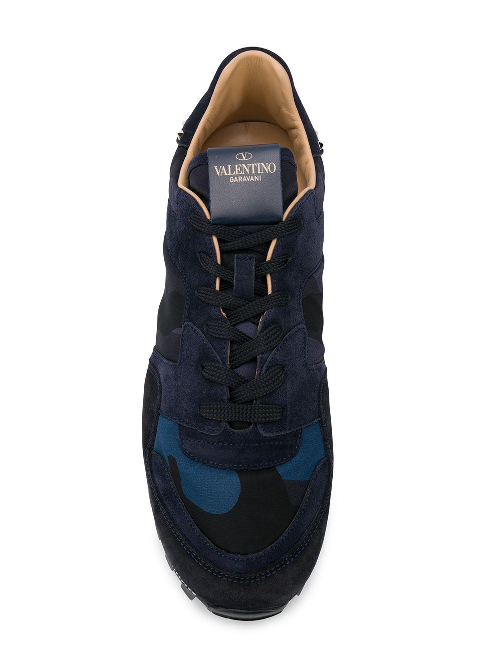 valentino rockstud camouflage trainers blue