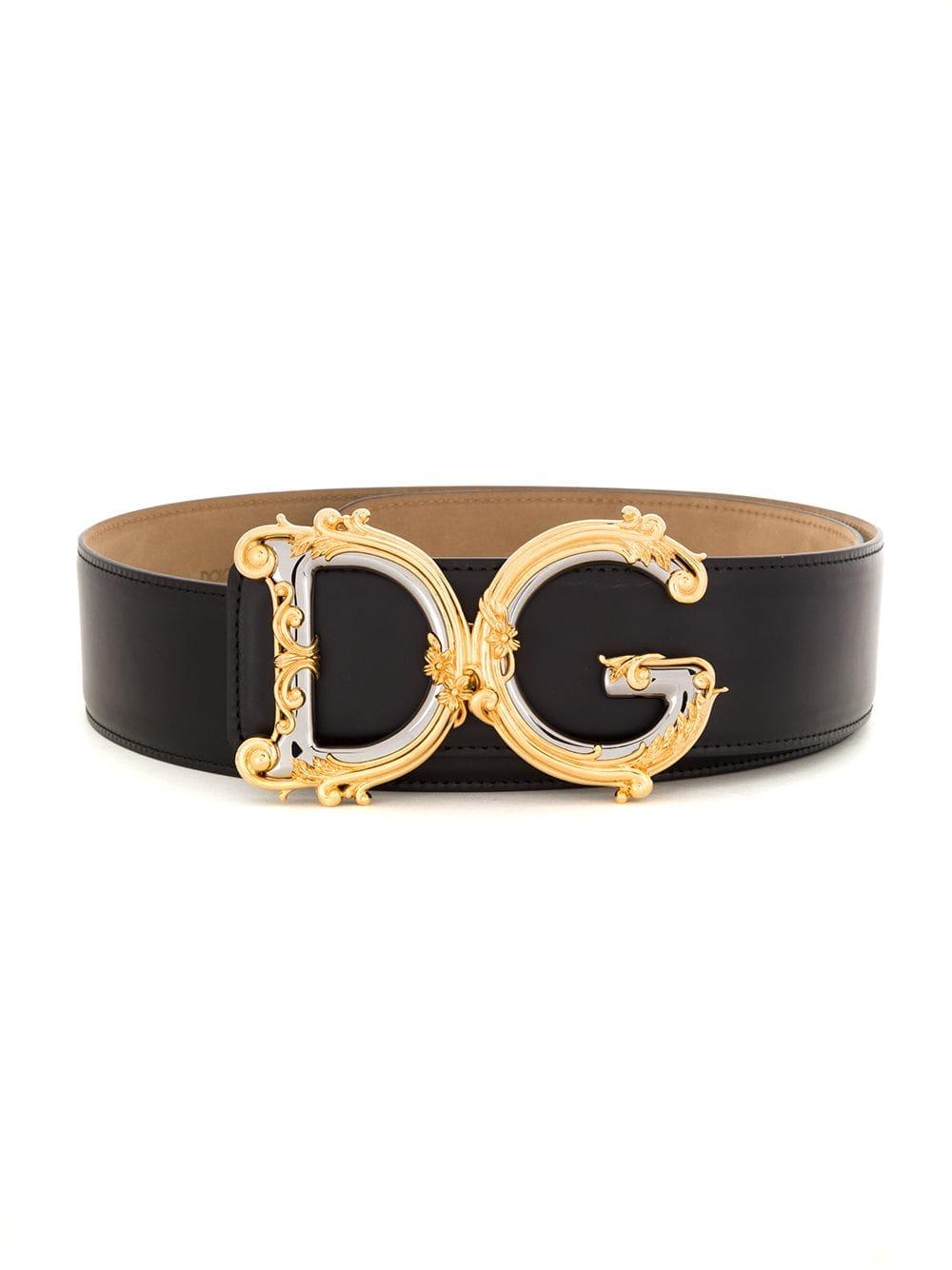 Dolce & Gabbana Leather Embellished Buckle Belt in Black - Lyst
