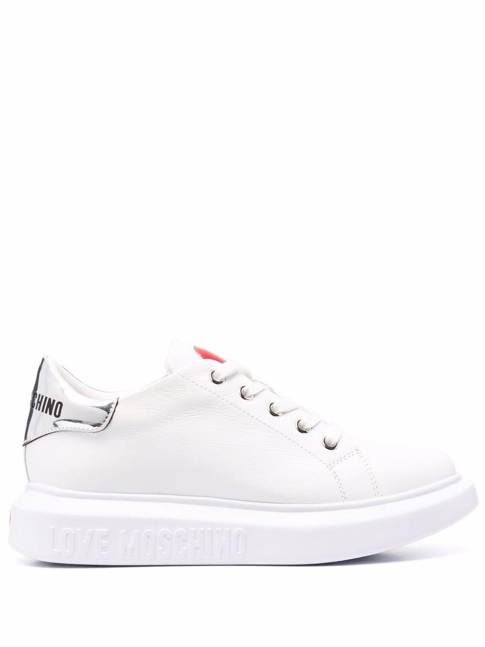 Love Moschino Heart-motif Leather Sneakers in White - Save 37% | Lyst