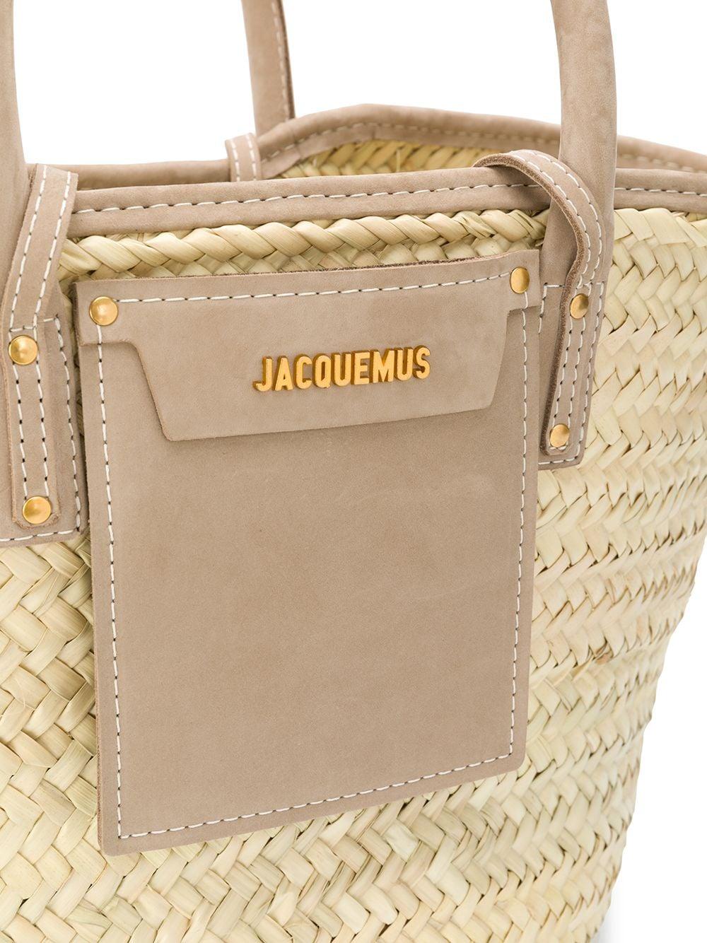 Jacquemus Leather Le Panier Soleil Straw Bag - Lyst