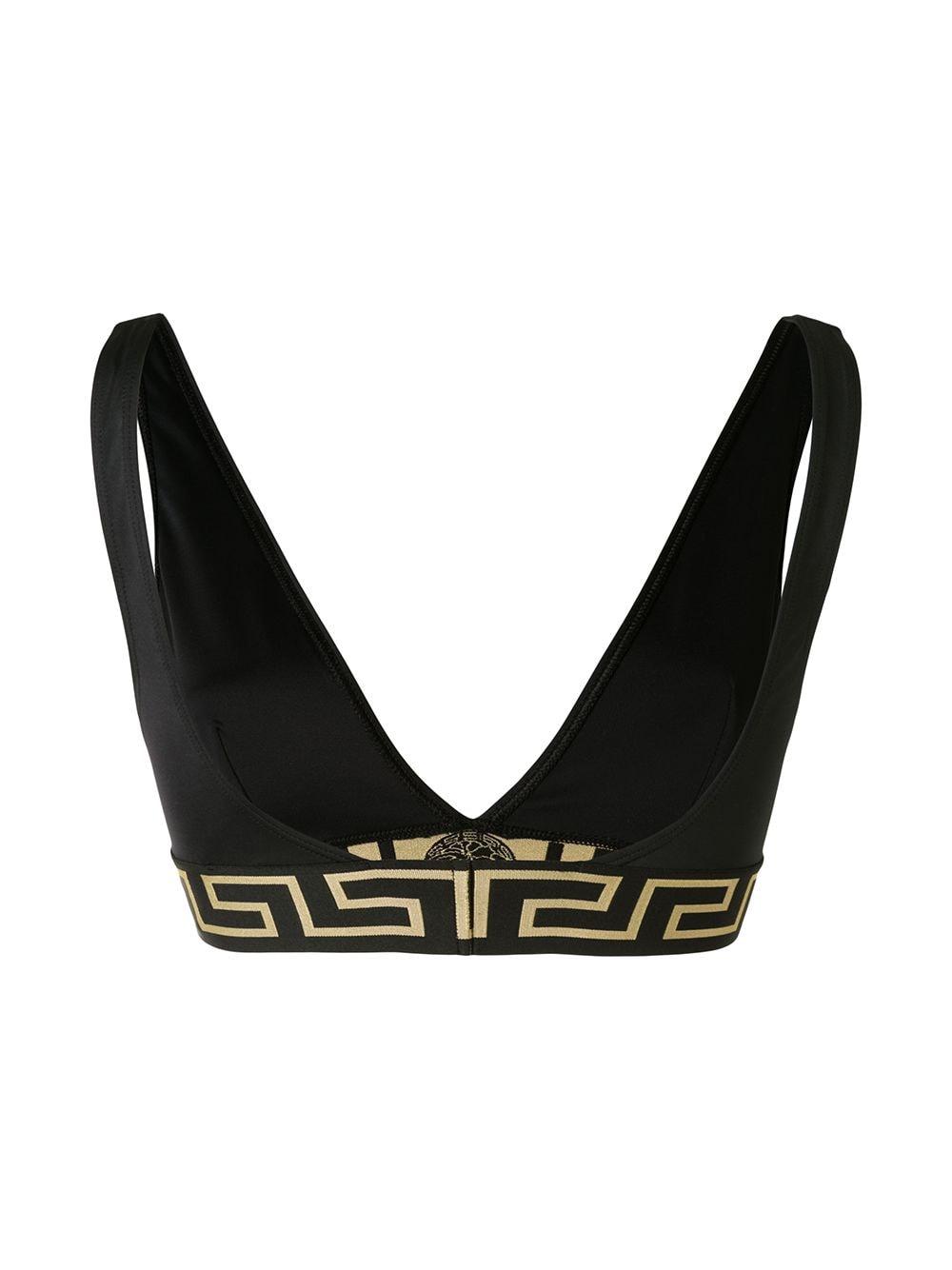 Versace Synthetic Greca Border Triangle Bikini Top in Black - Lyst
