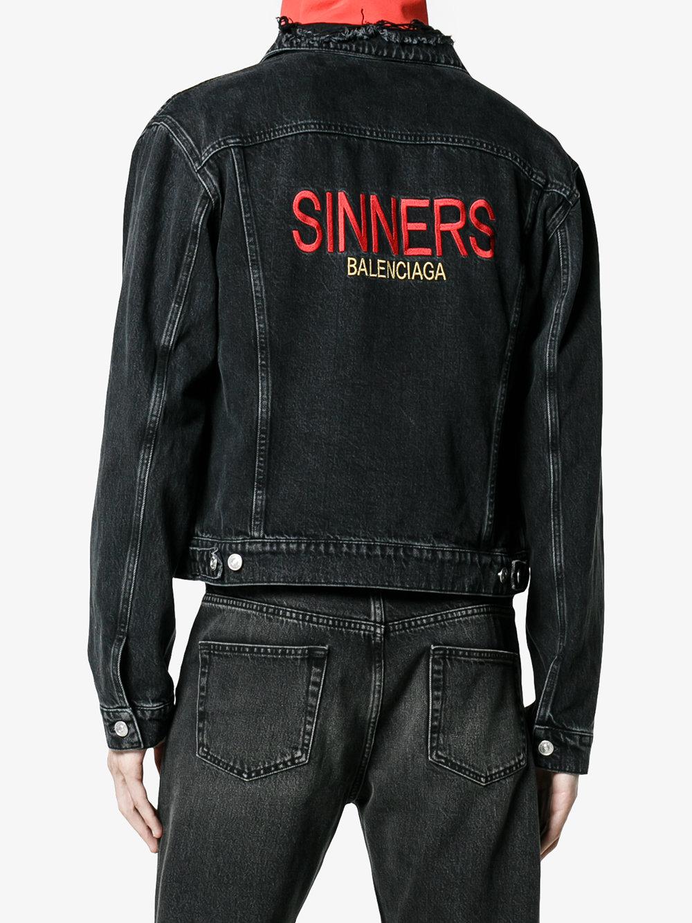 Balenciaga Sinners Denim Jacket in Black for Men | Lyst