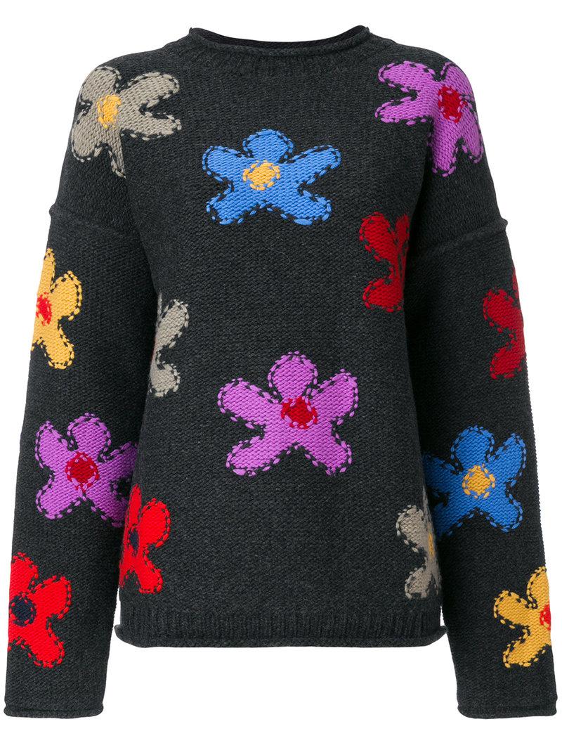 Lyst Ports 1961 Flower Knit Sweater in Gray