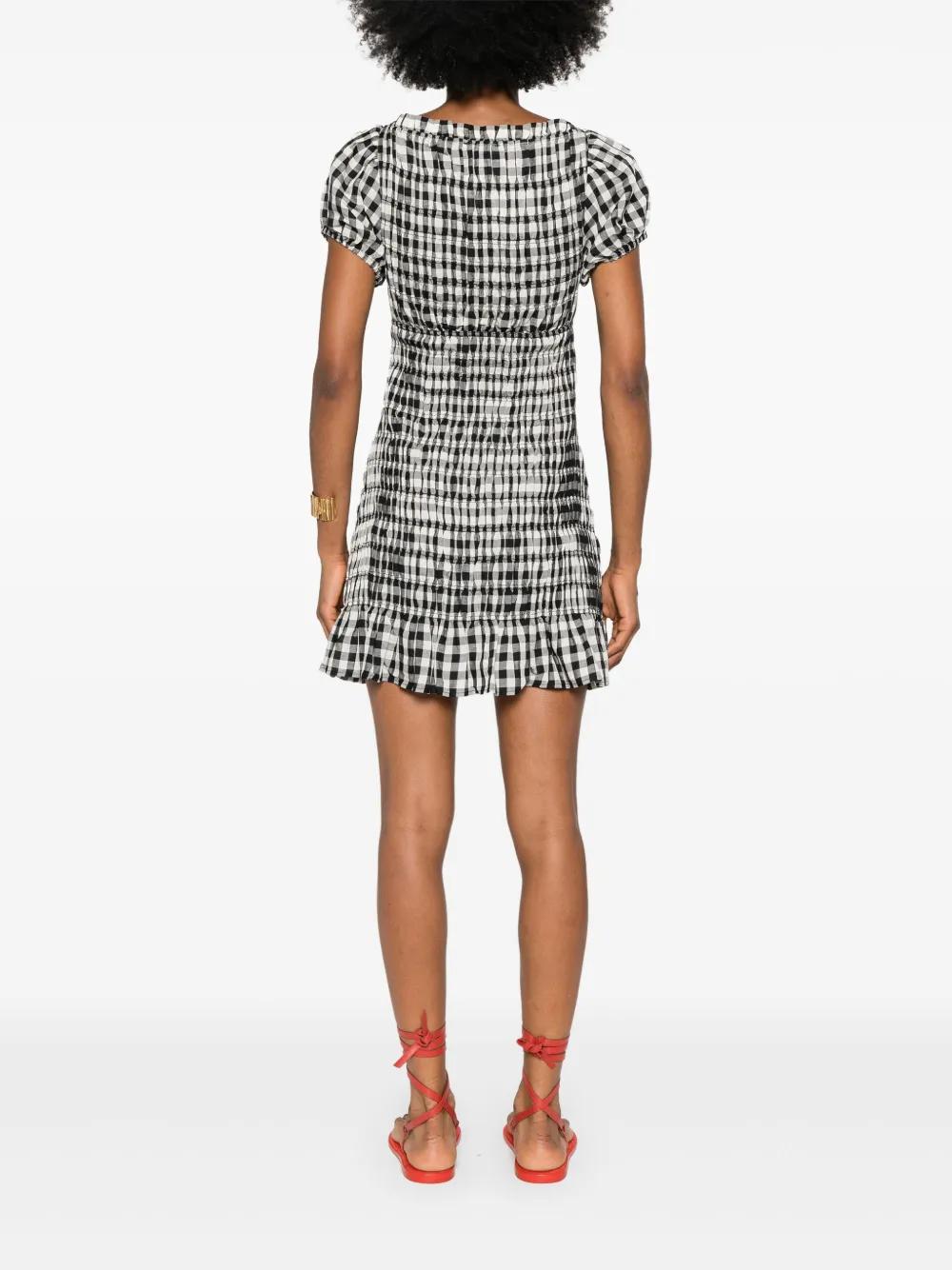 Doen Rizzo Gingham-Check Mini Dress in Black | Lyst