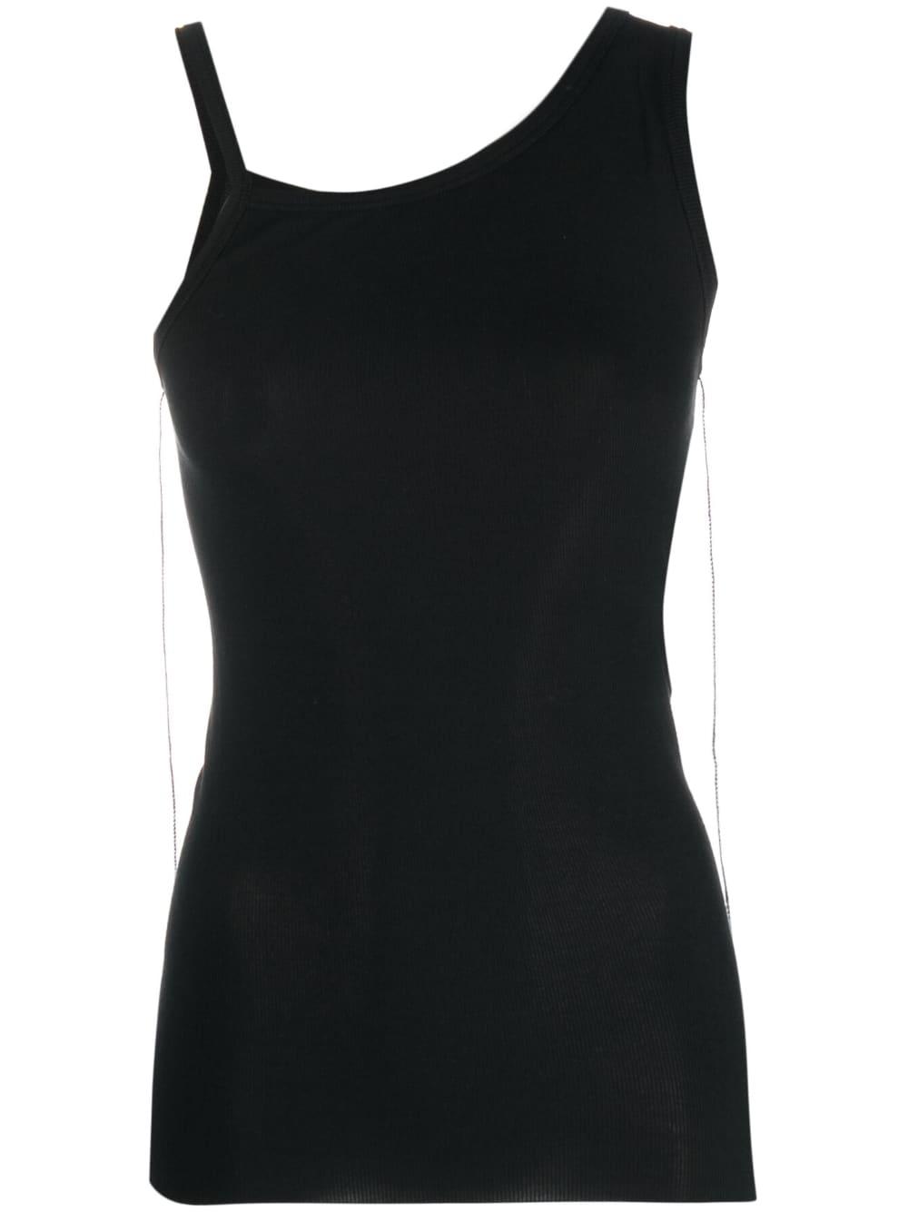 Andrea Ya'aqov Asymmetric Ribbedknit Tank Top in Black Lyst