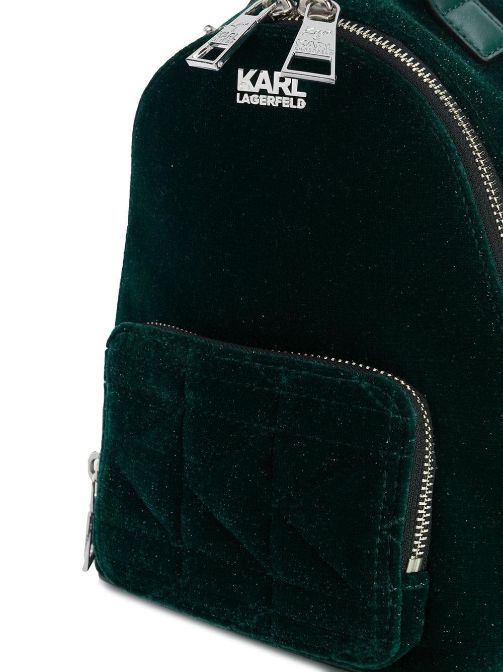 Karl Lagerfeld Karl X Kaia Velvet Mini Bpack in Green - Lyst