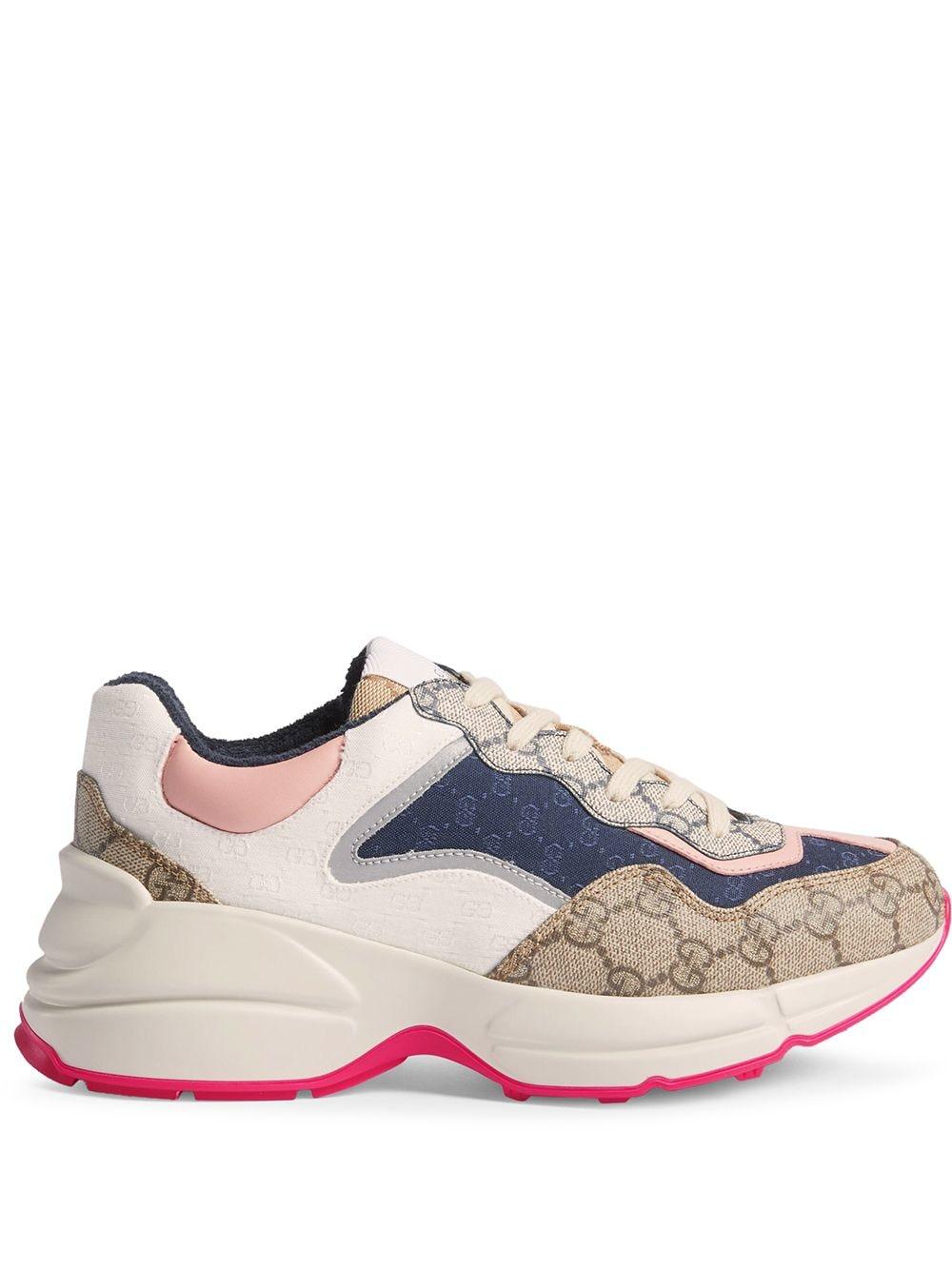 Gucci Rhyton GG-print Leather And Canvas Trainers - Save 15% - Lyst