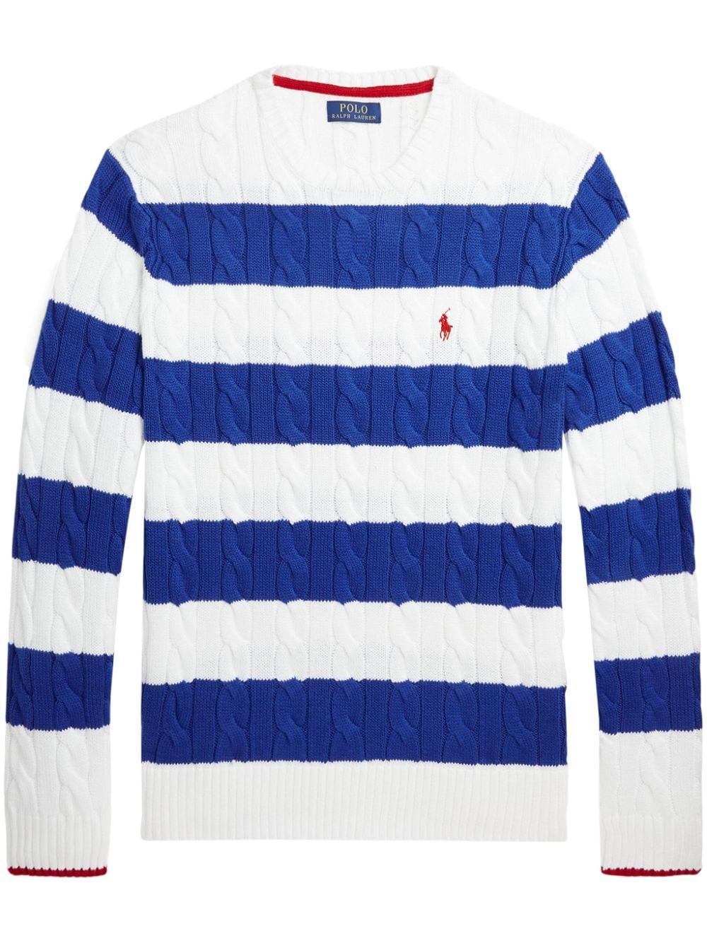 Polo Ralph Lauren Striped Cable-knit Jumper in Blue for Men Lyst