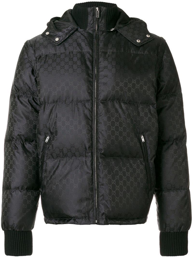 Gucci GG Jacquard Padded Jacket in Black for Men | Lyst