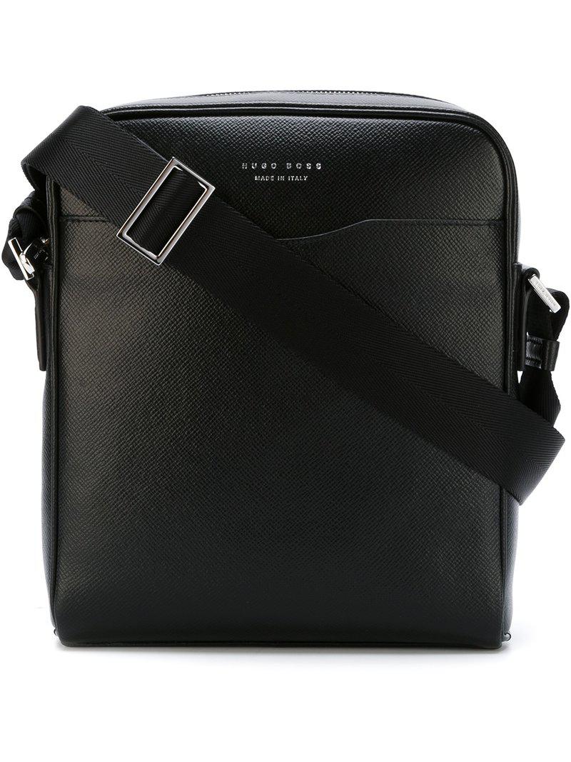 BOSS by HUGO BOSS Leather 'signature Ns Zip' Messenger Bag in Black for Men  - Lyst