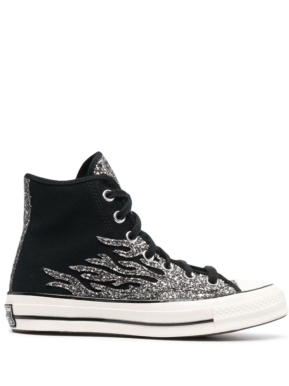 Converse Canvas Glitter Flame Chuck Taylor All-star Sneakers in Black | Lyst