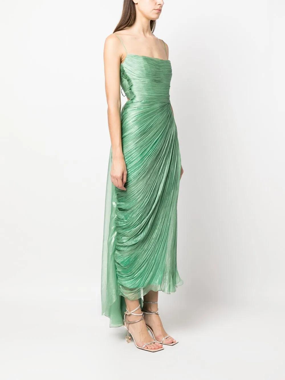 maria lucia hohan sada chiffon dress in green Maria Lucia Hohan Siona Draped Silk Dress in Green