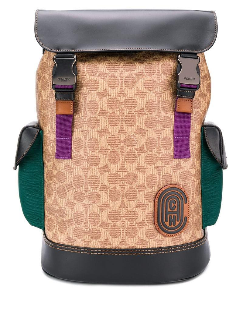 rivington backpack in signature canvas with coach patch