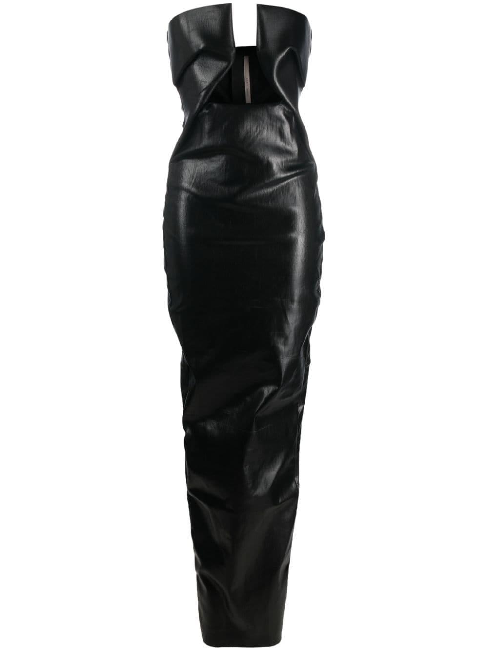 Rick Owens Prong Cracked Denim Gown in Black | Lyst