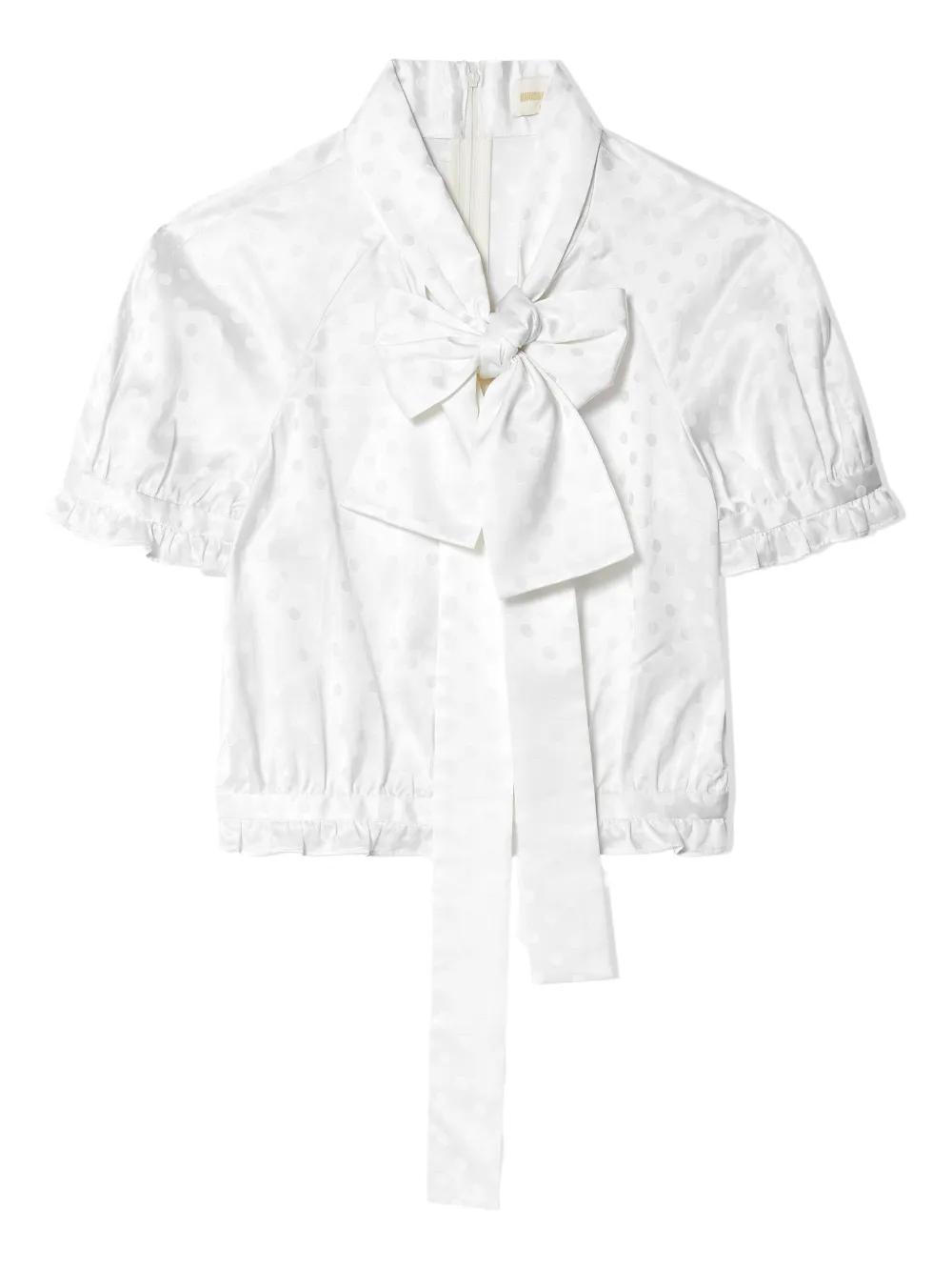 ShuShu/Tong Lace-Up Polka Dot Top in White | Lyst