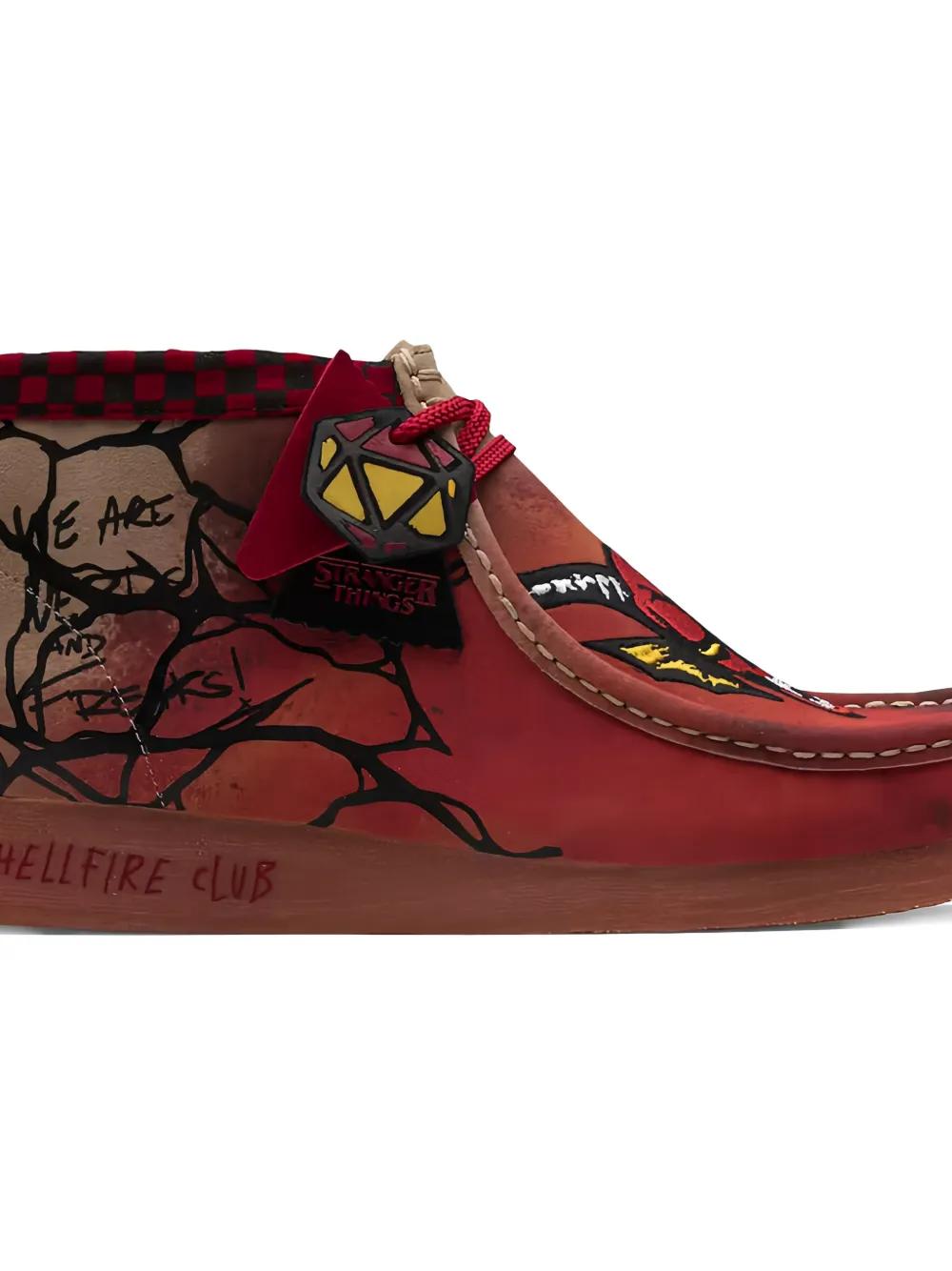 Clarks Red X Stranger Things Wallabee Graphic Lace-Up Shoes Clarks X Stranger Things Wallabee Graphic Lace-Up Shoes in  main image 3