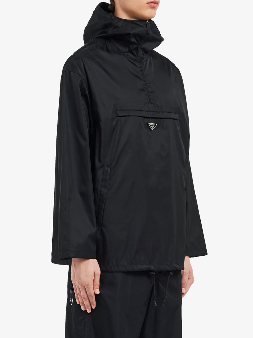 Prada Synthetic Nylon Gabardine Anorak Jacket in Black for Men - Lyst