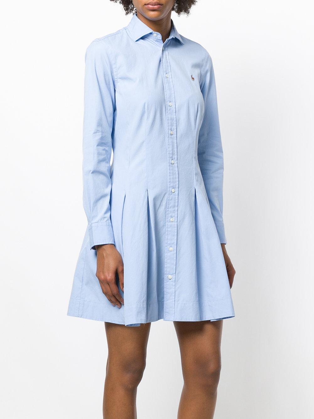 Polo Ralph Lauren Pleated Shirt Dress in Blue | Lyst