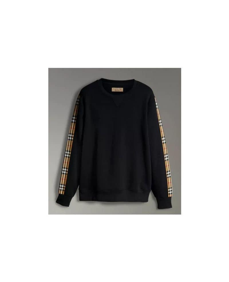 Burberry Vintage Check Detail Cotton Blend Sweatshirt 20543 in Black for  Men - Lyst