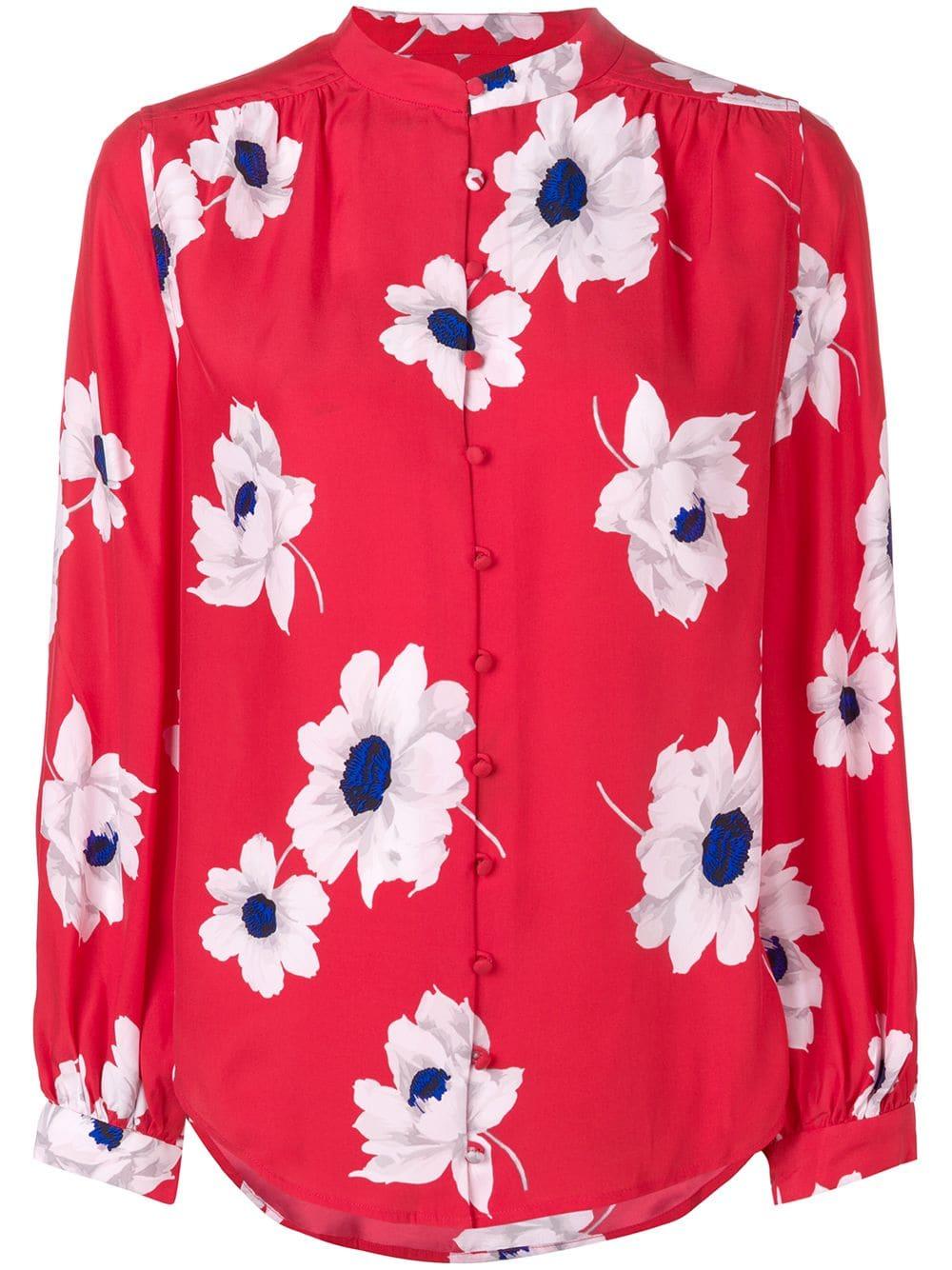 Equipment Silk Floral Pattern Shirt in Red - Save 21% - Lyst