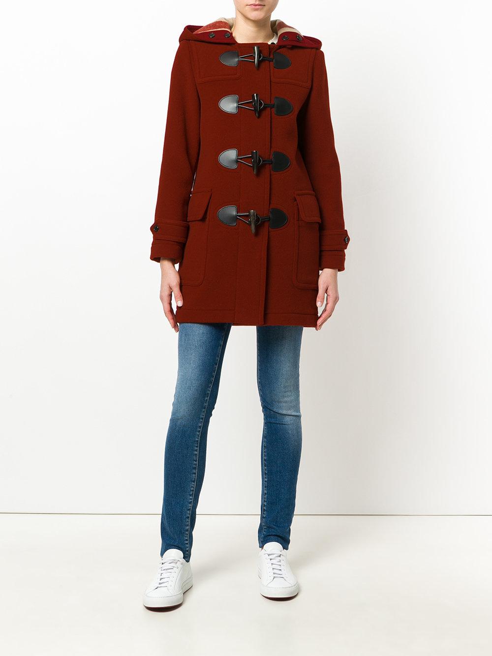 Burberry Wool The Mersey Duffle Coat in Red - Lyst