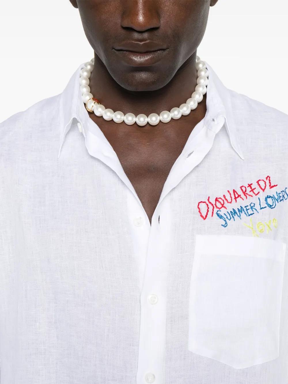 シャツ DSQUARED2 Summer oversized linen shirt Bianco Summer Lovers Oversized Linen Shirt