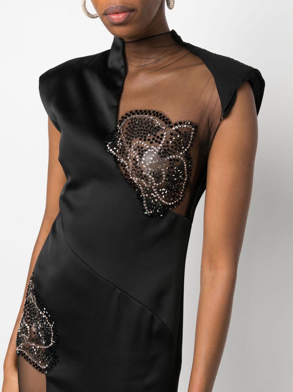 Genny Rhinestone-embellished Sheer-panels Gown in Black | Lyst