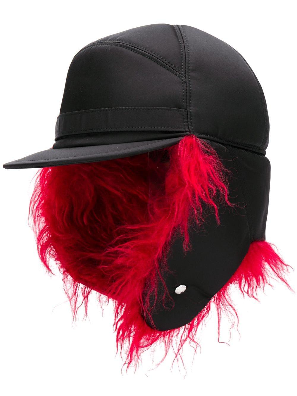 Prada Faux Fur Trapper Hat in Black for Men | Lyst