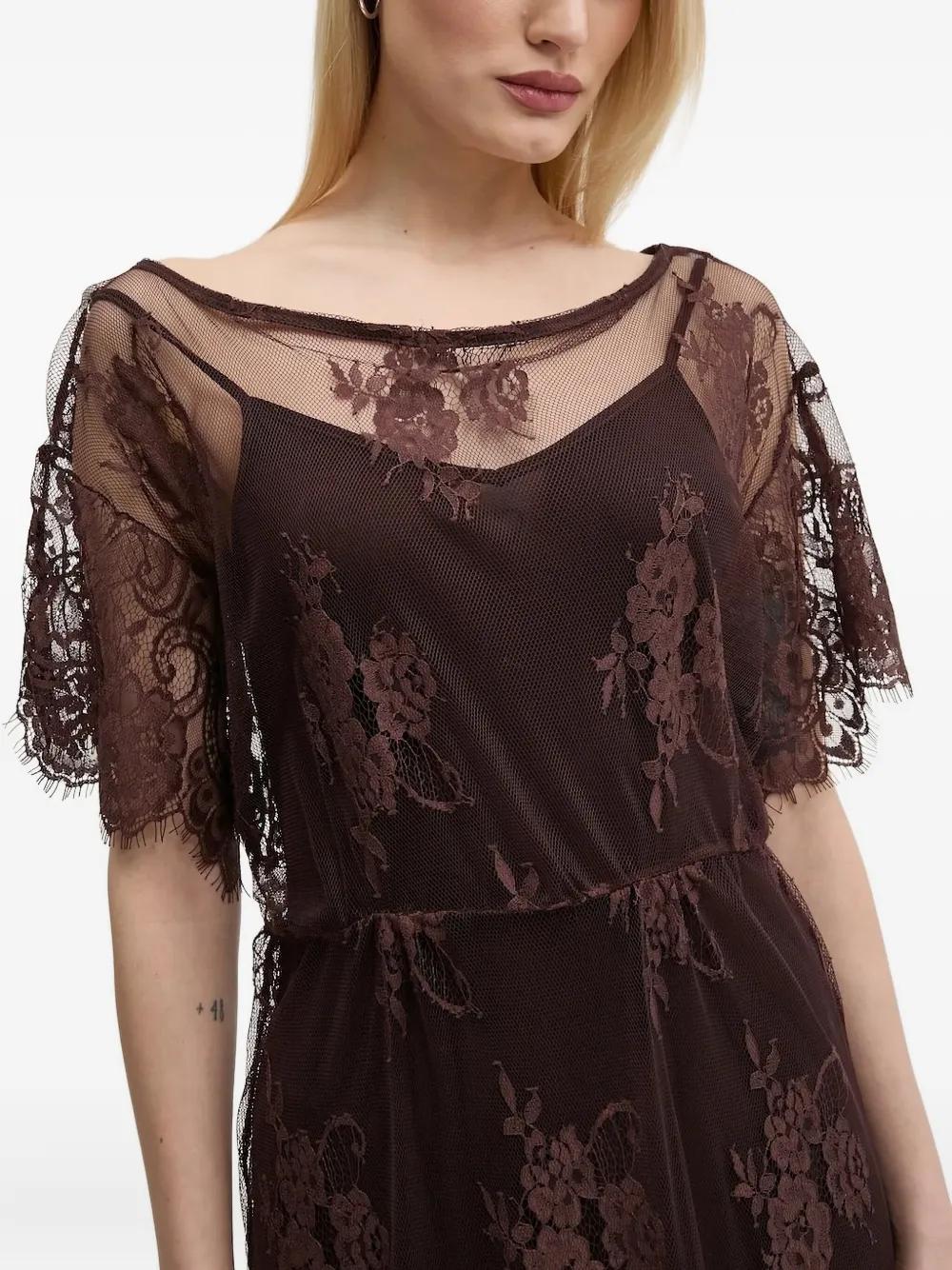 Never Fully Dressed Floral-Lace Maxi Dress in Brown | Lyst