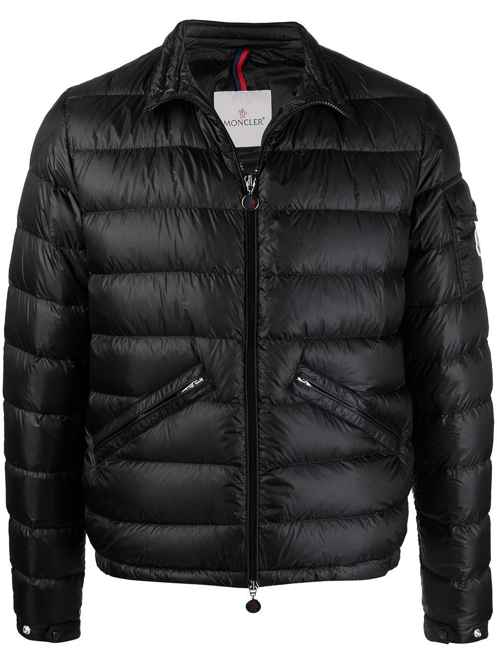 Moncler Logo-patch Zip-up Padded Jacket in Black for Men | Lyst
