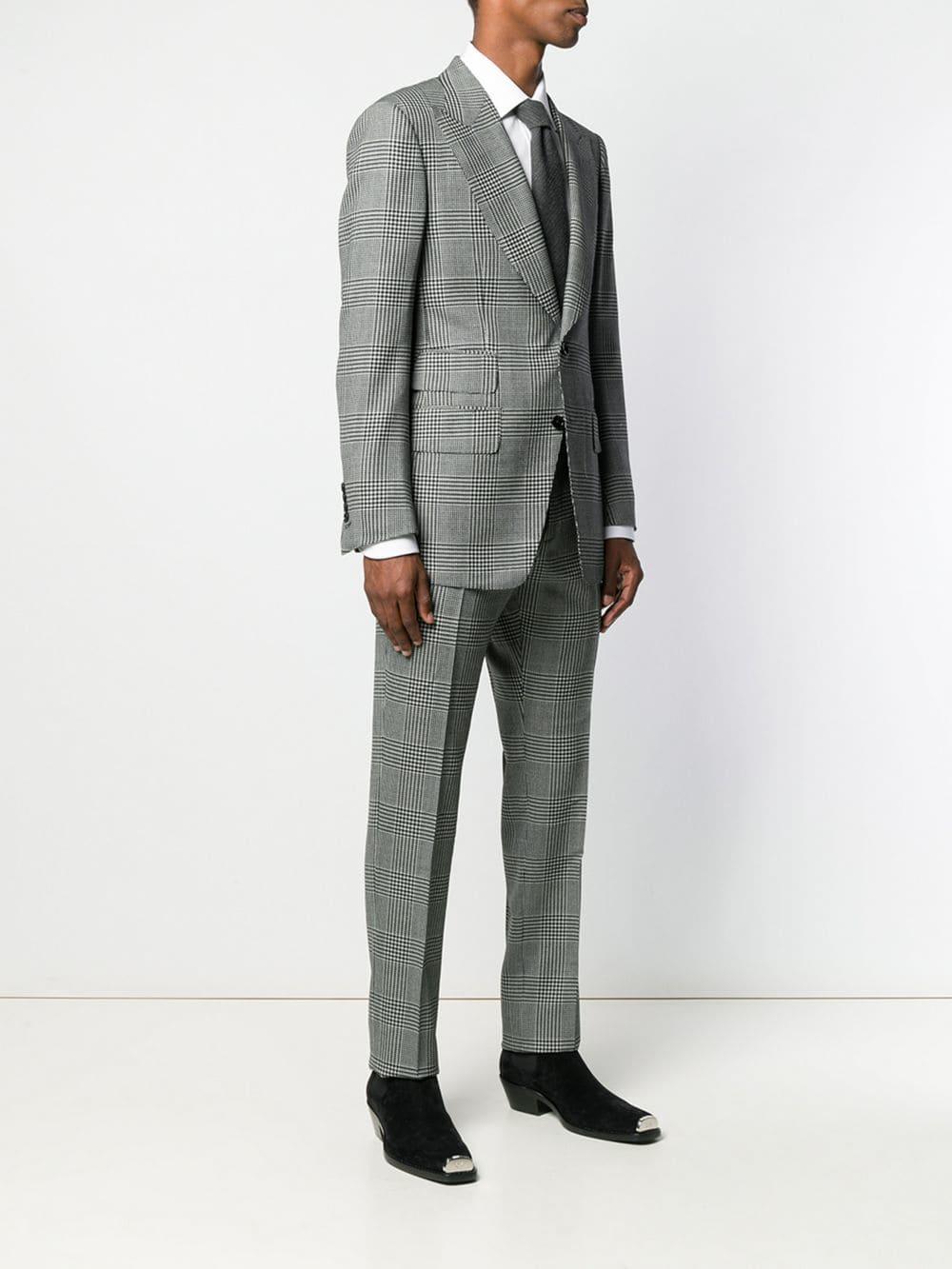 Tom Ford Wool Prince Of Wales Check Suit in Grey (Gray) for Men | Lyst