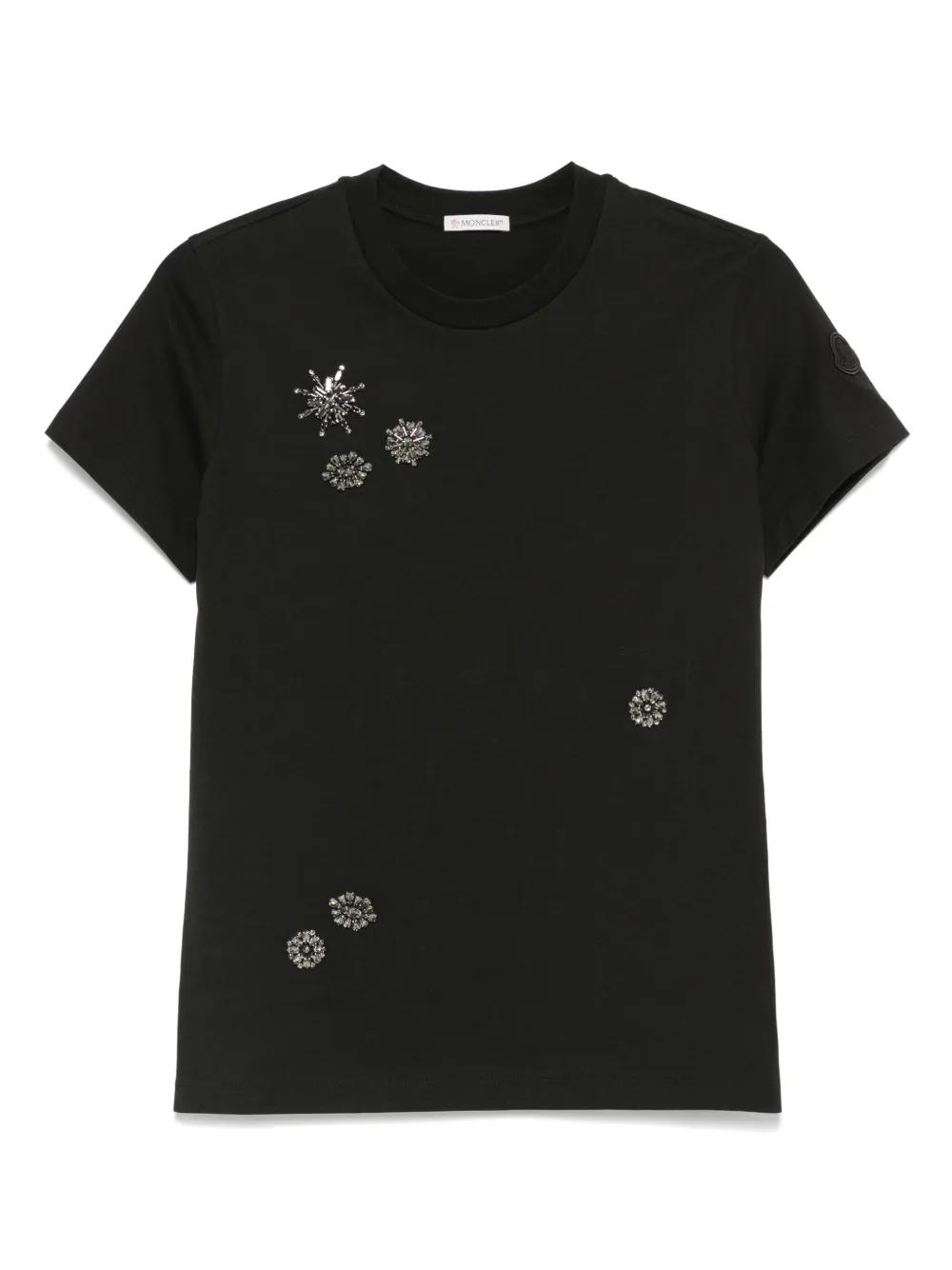 Moncler Tシャツ Crystal Flowers Cotton T-Shirt ★関税込 Moncler Crystal Flowers Cotton T-Shirt in Black | Lyst UK
