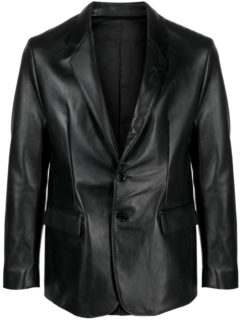 Lardini Logo-appliqué Buttoned Leather Jacket in Black for Men | Lyst