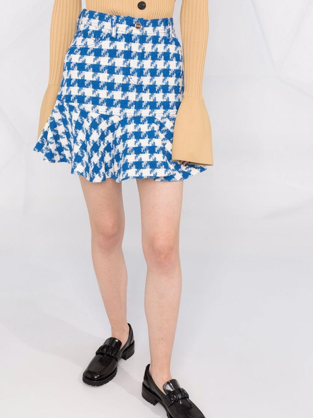 Blue top houndstooth skirt
