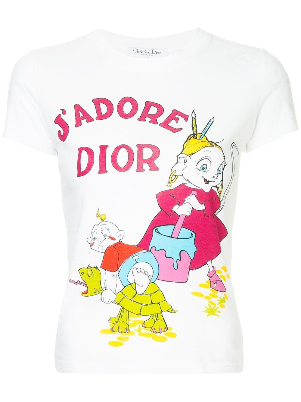 Christian Dior Pre-Owned Cotton J'adore Dior T-shirt in White | Lyst