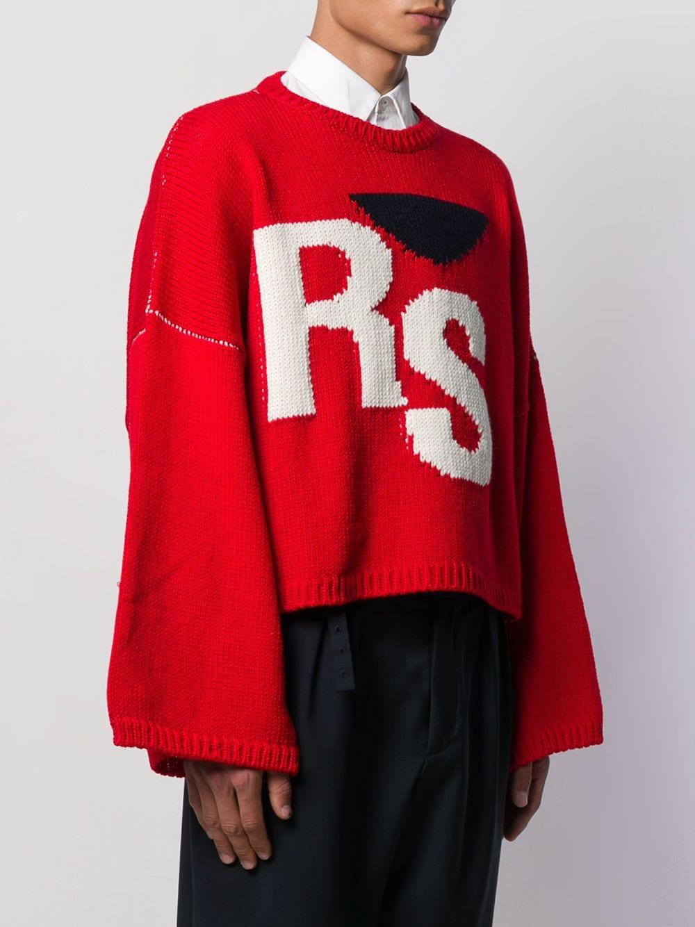 Raf Simons Wool Knitted Sweater in Red for Men Save 77 Lyst