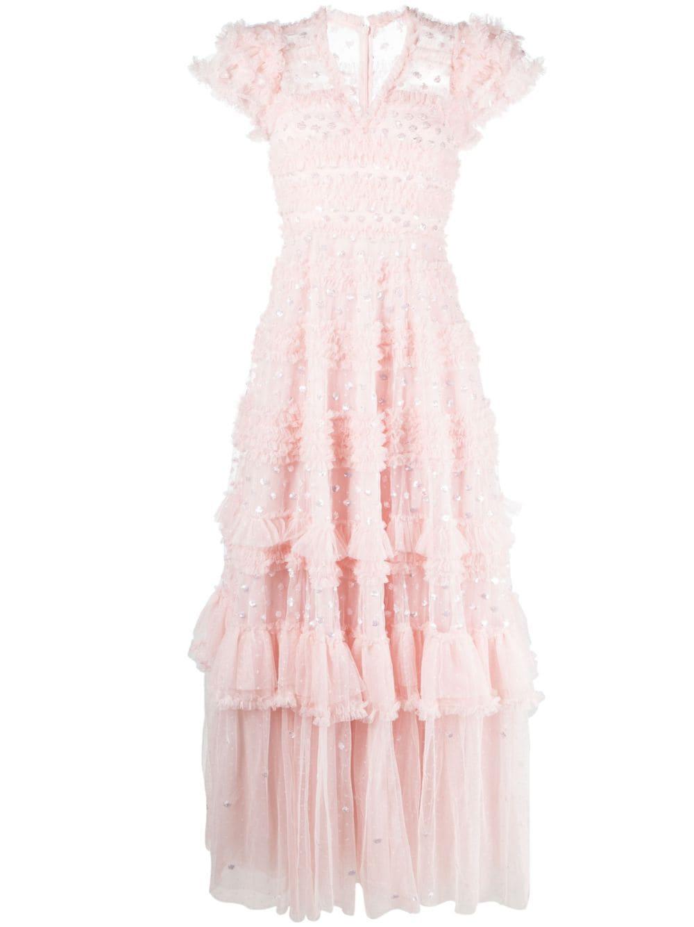 Needle & Thread Vivian Ruffled Gown Dress in Pink | Lyst