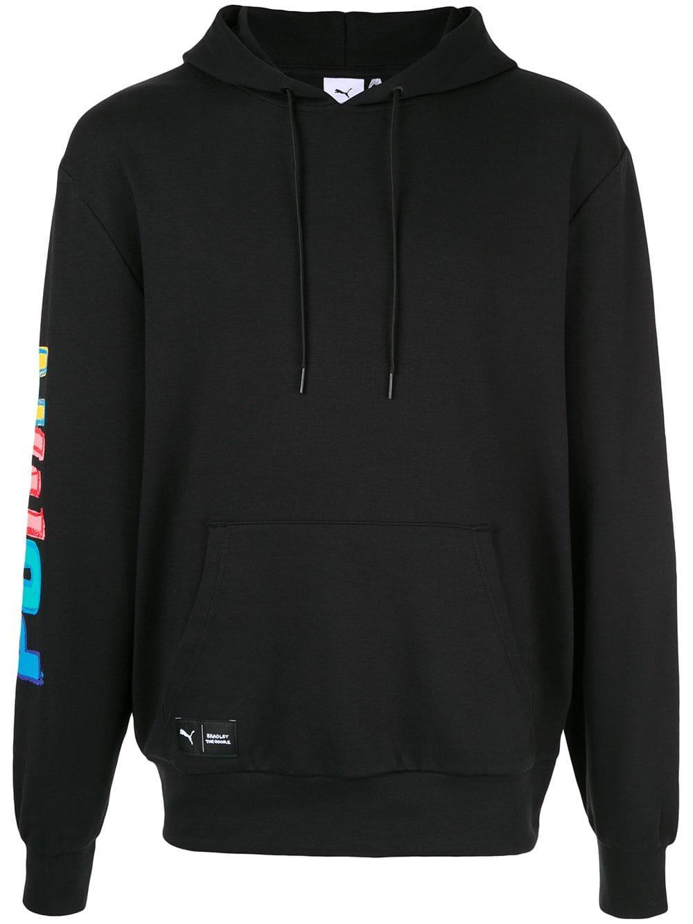 puma exclusive oversized organic cotton rainbow sweatshirt in black