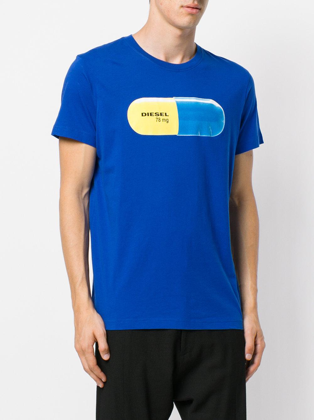 DIESEL Cotton Pill Print T-shirt in Blue for Men | Lyst