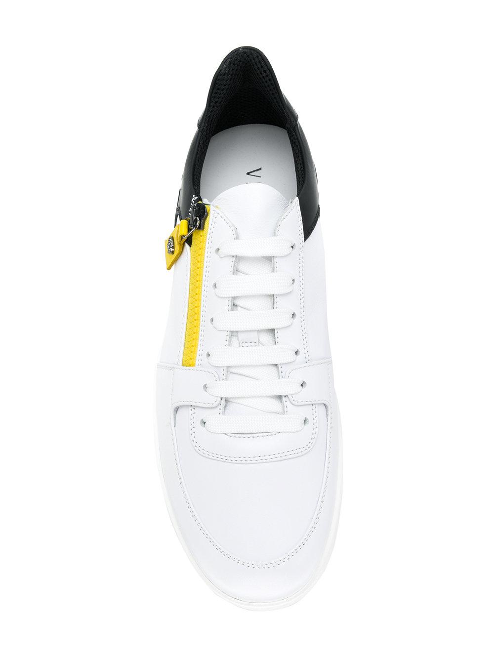 Versace Leather Side Zip Medusa Sneakers in White for Men | Lyst