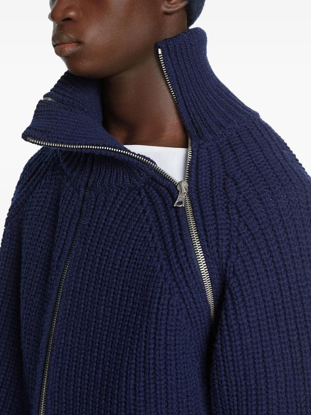 【Dries Van Noten】ネイビー ジップアップセーター メンズ Dries Van Noten ジップ付きセーター | オンラインセール